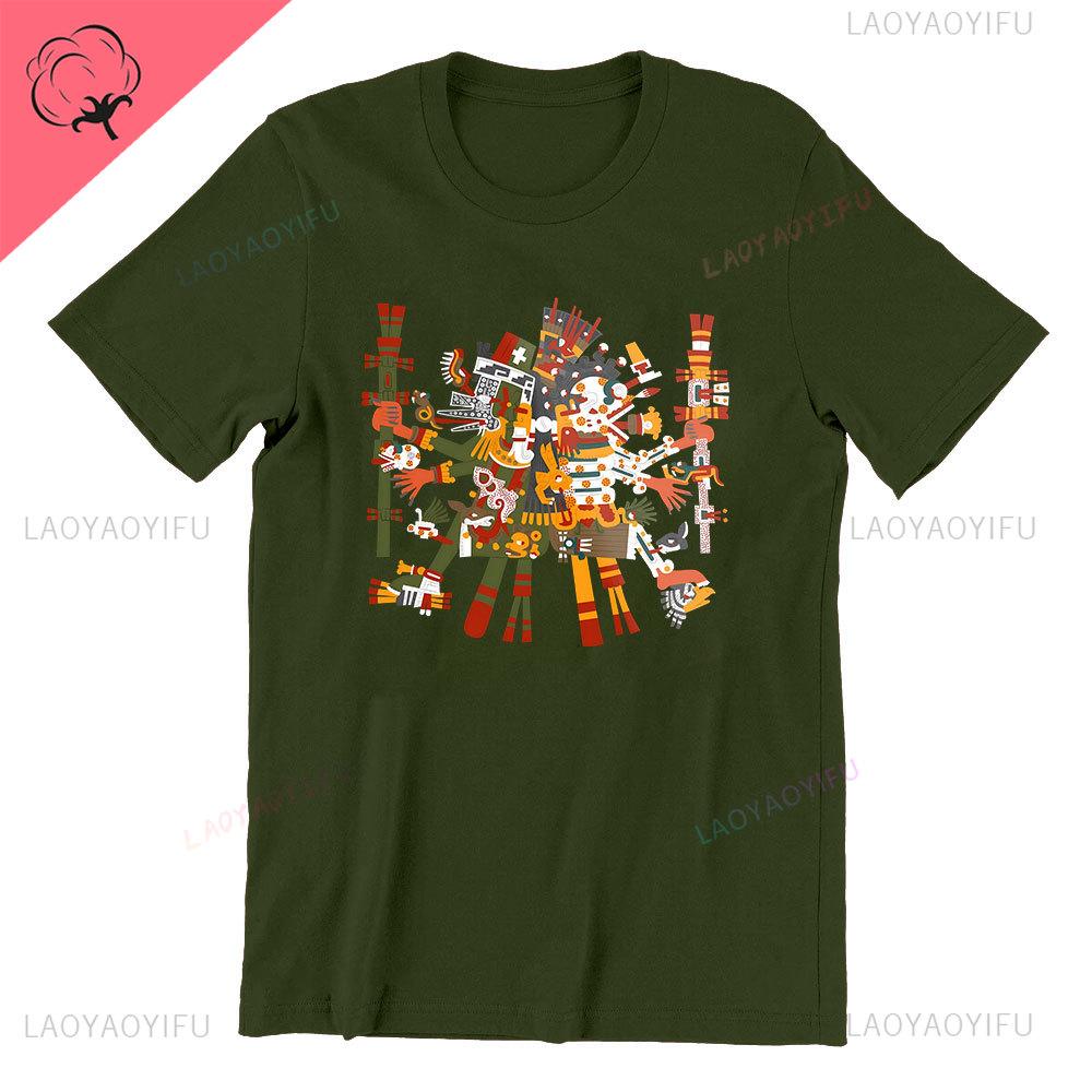 Tlaloc Quetzalcoatl Aztéčtí Bohové Starověcí Bohové Mexické Tričko Pánské Aztécké Tričko Aztécký Potisk Trička z Mexika Mexické Oblečení Muži
