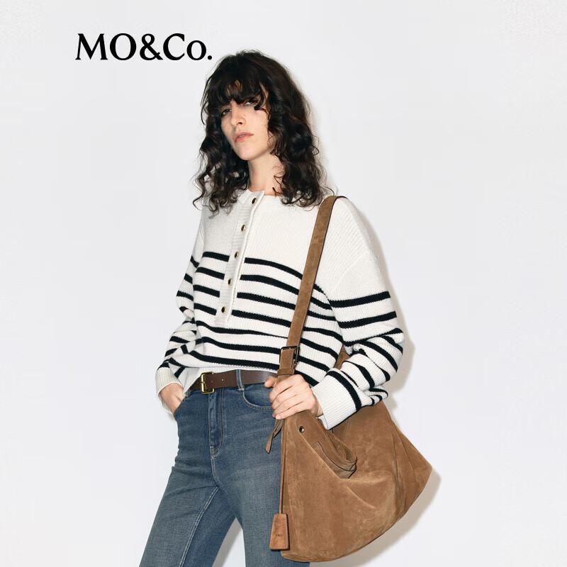 MO&Co. Women's Crew Neck Wool Sweater
