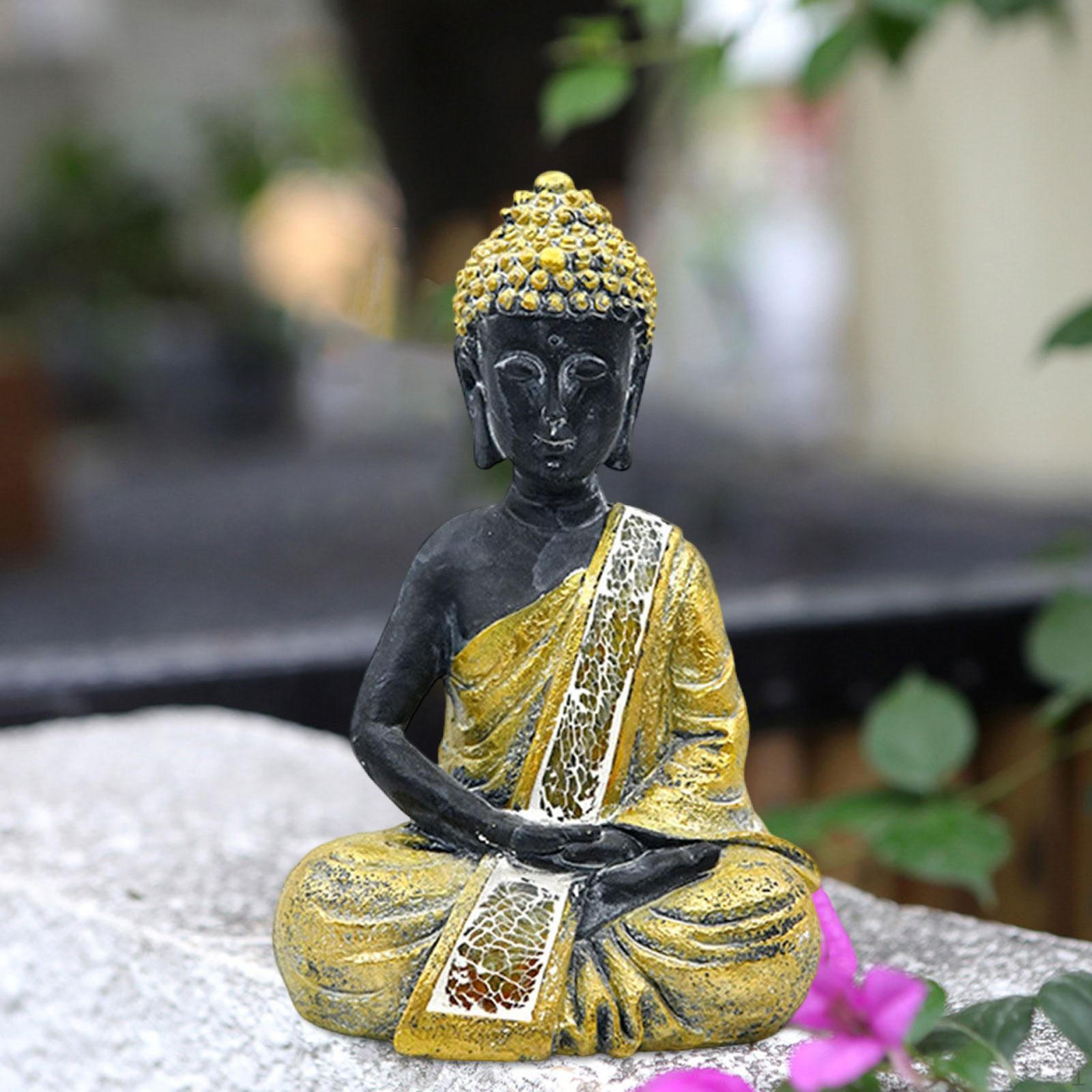 

Buddha Outdoor Garden Statue Decor Ornament Lovely Crafts Solar Powered Resin Sculpture for