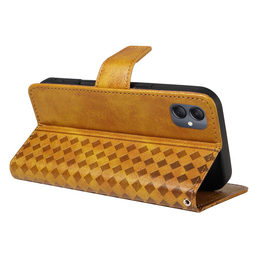 For Samsung Galaxy A06 5G/Galaxy A06 4G Leather Case Wallet Stand Grids Imprinted Phone Cover with Strap