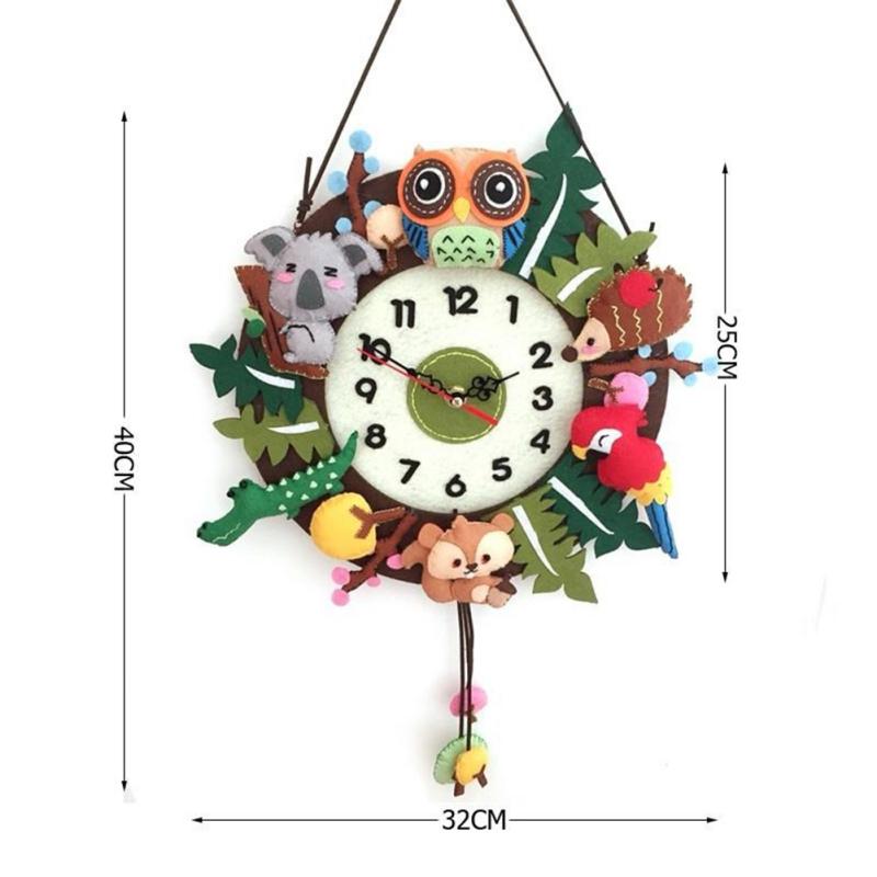 Handgefertigte DIY Wanduhr Tier Frucht Uhr Vliesstoff Niedliche Marine Uhr Für Kindergarten Heimdekorationen Kinder Schlafzimmer Dekor