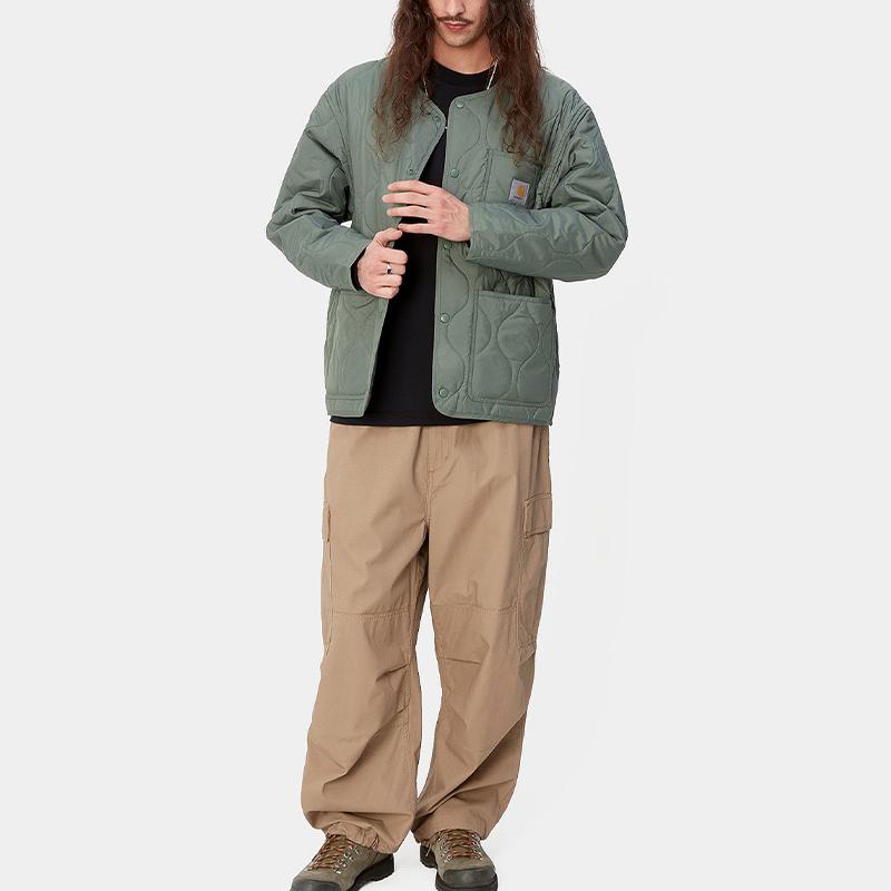 Carhartt WIP SS24 Skyton Liner Square Tag Snap Closure Round Neck Long Sleeve Jacket Men Jackets Green I032990-1YF-XX