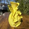 Nordic Style Vase 3D Printed Fairy Garden Sculpture Vase, Fantasy Flower Pot with Cream Yellow Statue, Dual-Use Holder for Desktop Entryway & Creative