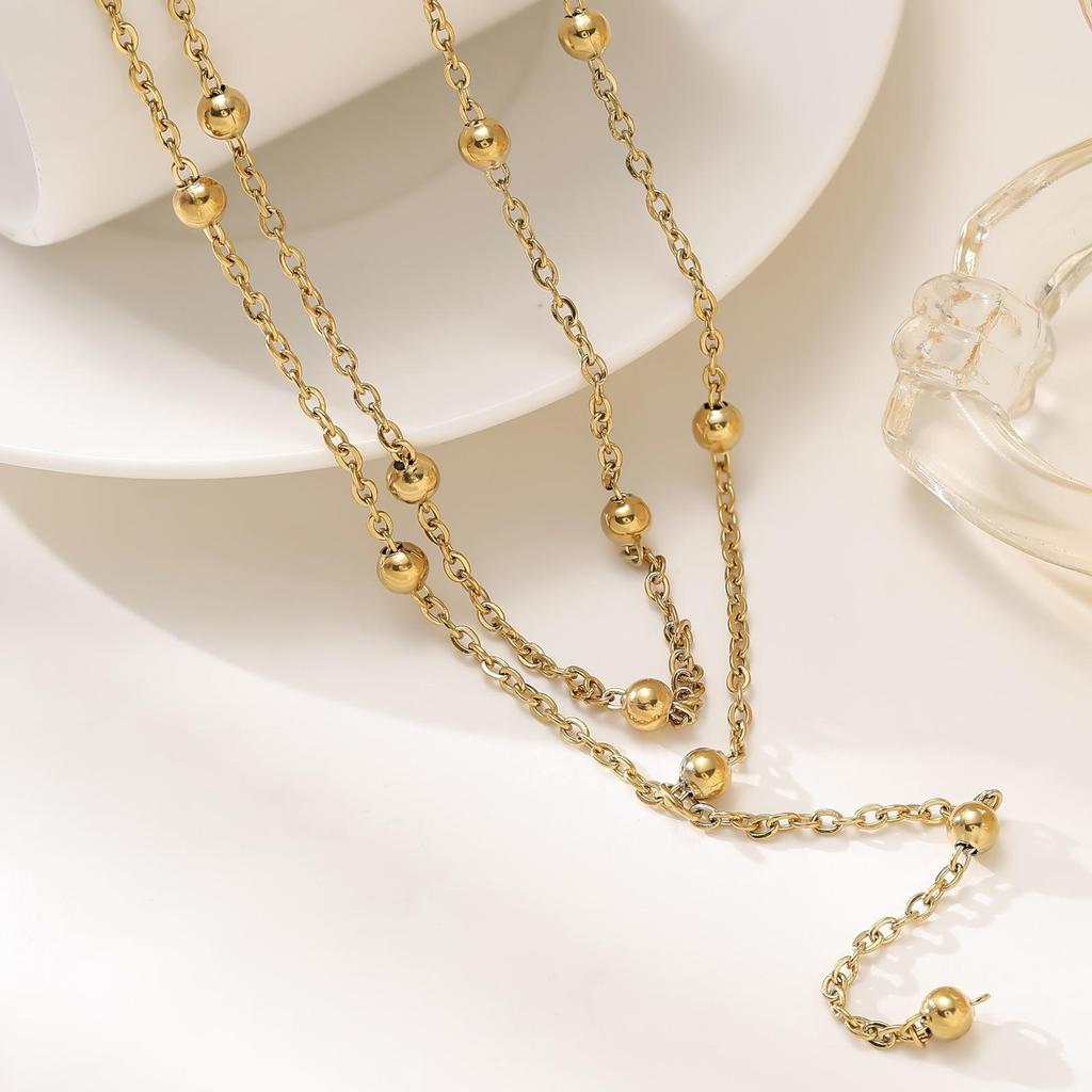 Geometric Tassel 304 Stainless Steel Multi-layer Clavicle Necklace for Women