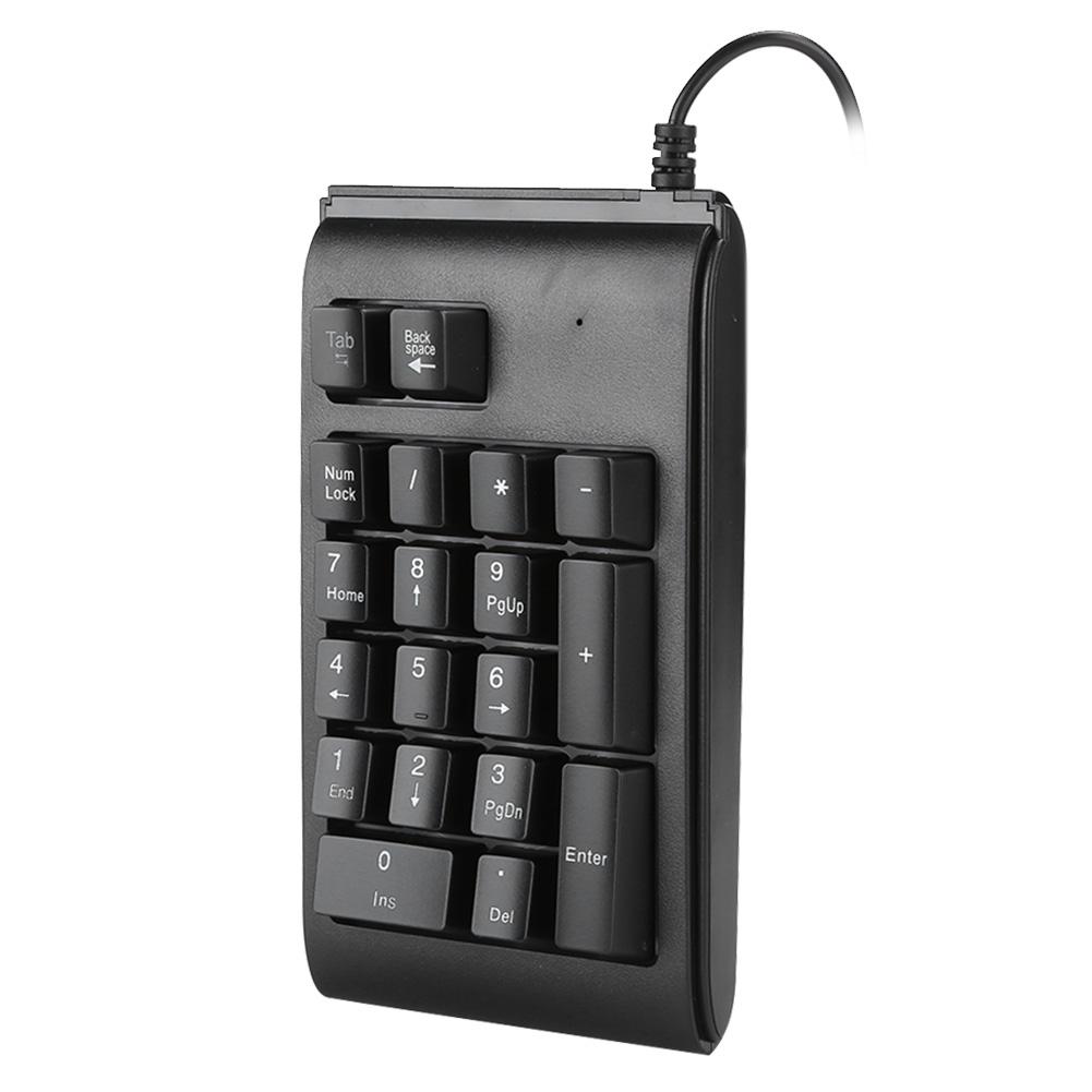 Backlit Keypad USB Wired Numeric 19‑Key Keyboard Mechanical Feel Tricolor Breathing Black(Black )
