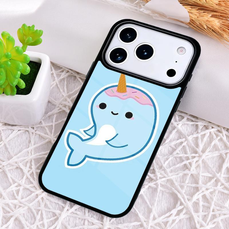 Kawaii Narwal Collage Handyhülle für iPhone 17 Air 16 15 11 12 14 13 Pro Max Stoßfeste Hülle