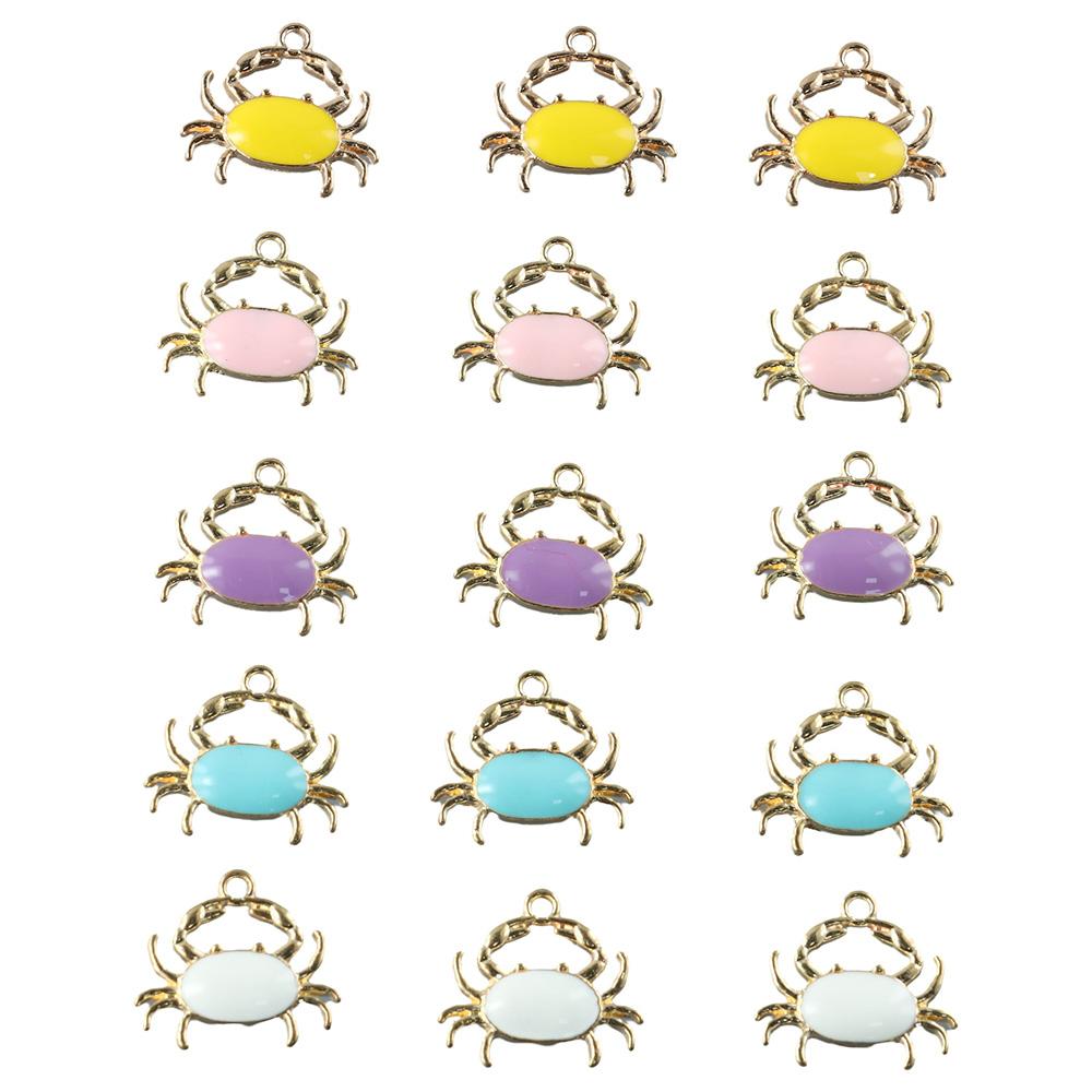 40pcs Bracelet Making Random Colors Crab Charms Marine Theme 40pcs Ocean Animal Enamel Charms Jewelry Making Women