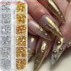 12Grids Manicure Nail Salon Accessories Mixed Semi-circular Pearl Gold And Silver Nail Charms Nail Decor