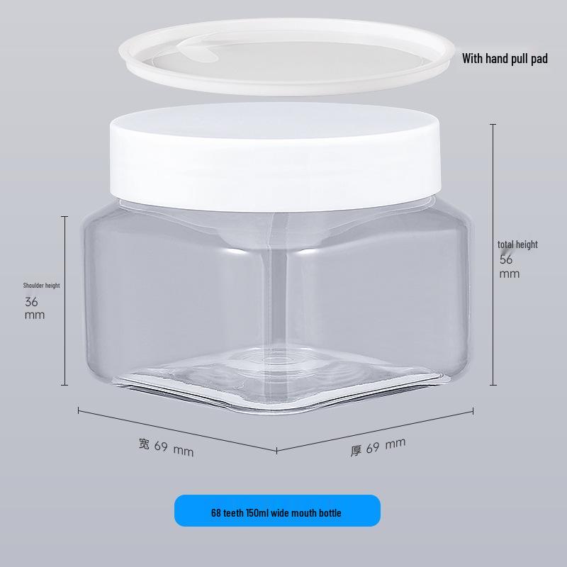 150ml Square Transparent Wide-Mouth PET Bottle for Cosmetic Packaging