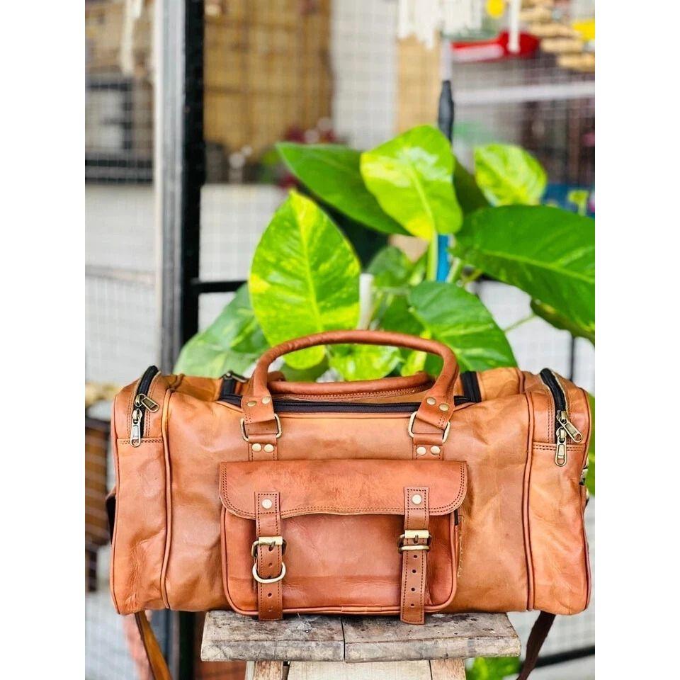 Classico Leather Travel Duffel Genuine Gym Luggage Brown Overnight Men Vintage