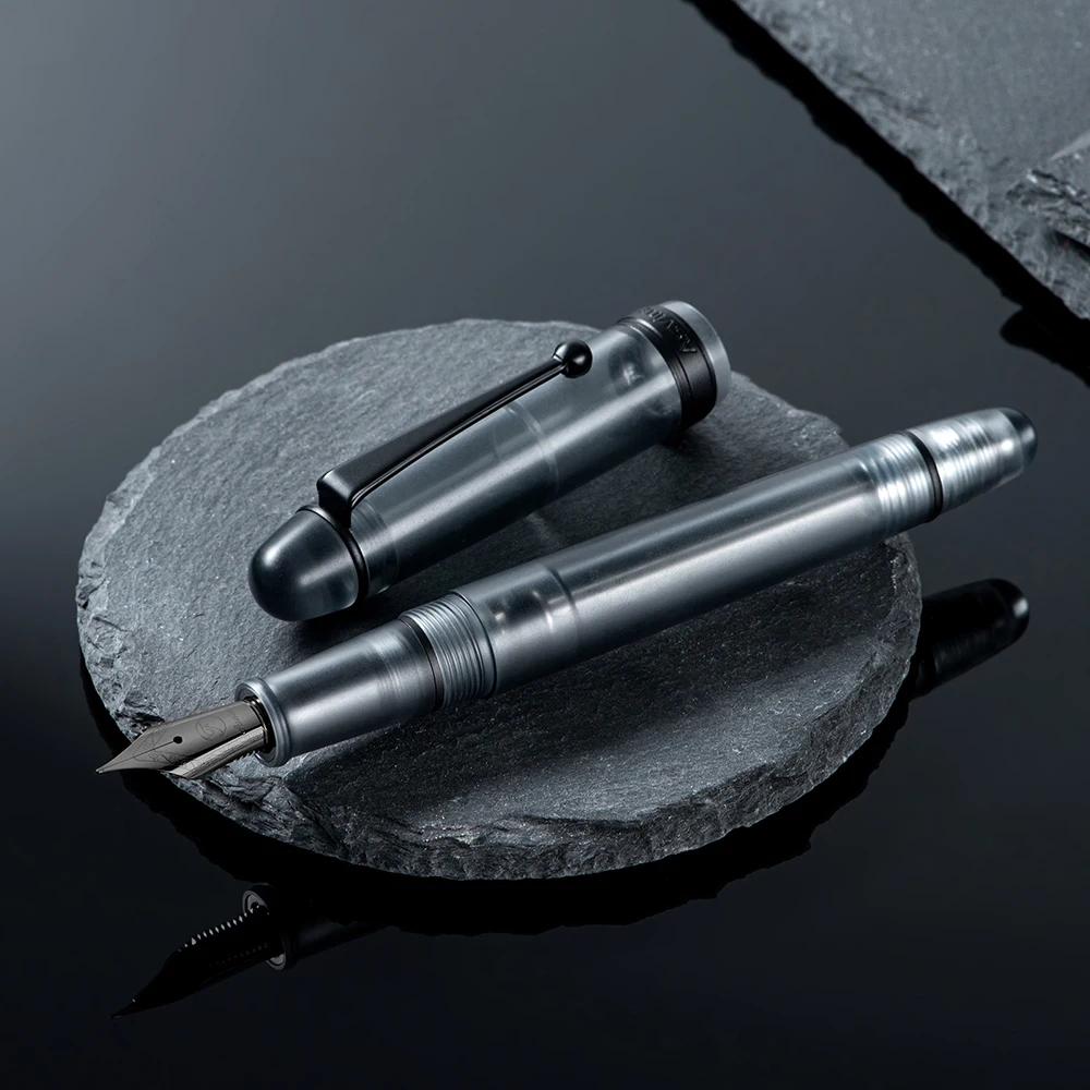 Asvine V126 Penna Stilografica a Riempimento Sottovuoto Nero Opaco Titanio Pennino EF/F/M Acrilico Scrittura Regalo di Natale Penna per Ufficio Lusso