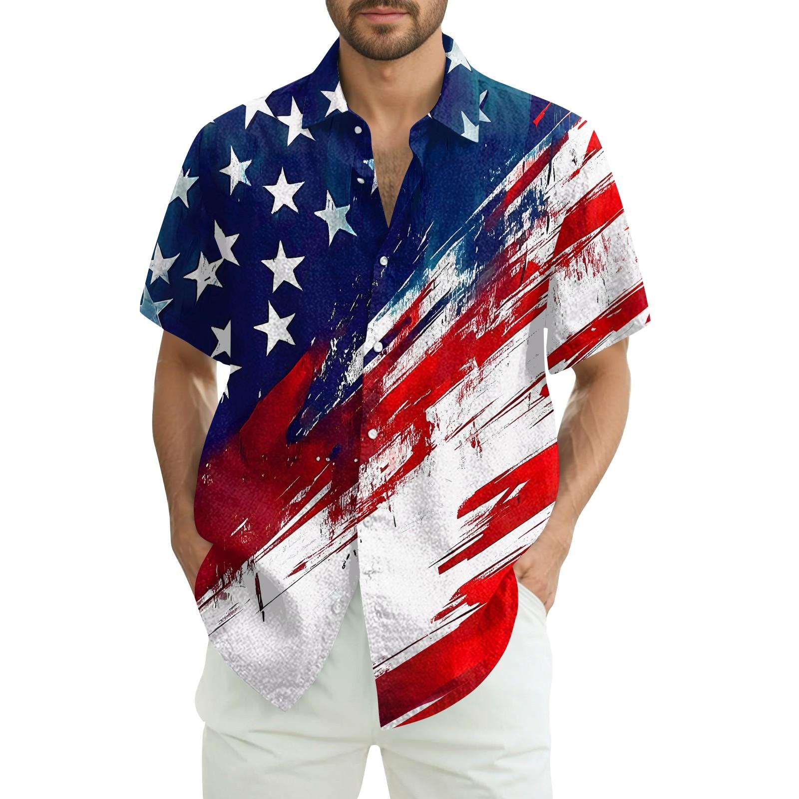 

Мужская повседневная рубашка с короткими рукавами и принтом «День независимости» XL