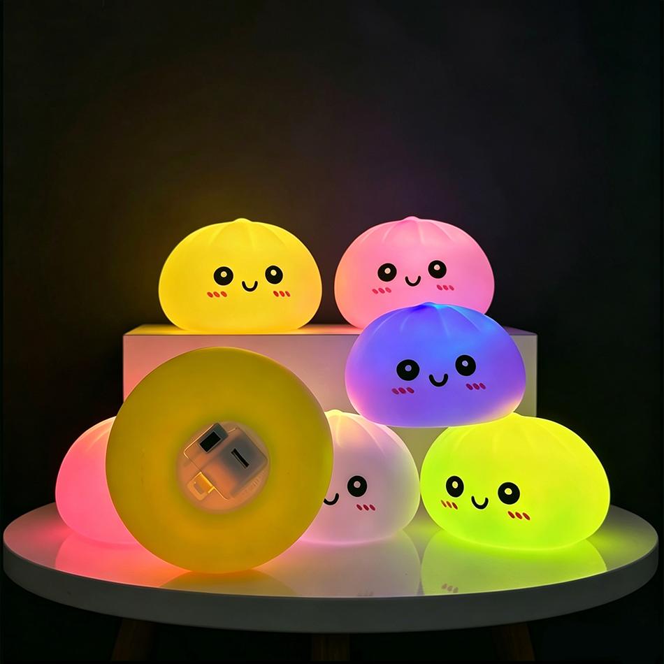 Cute Led Night Light Dumpling Silicone Nightlights For Bedroom Decoration Kids Birthday Gift