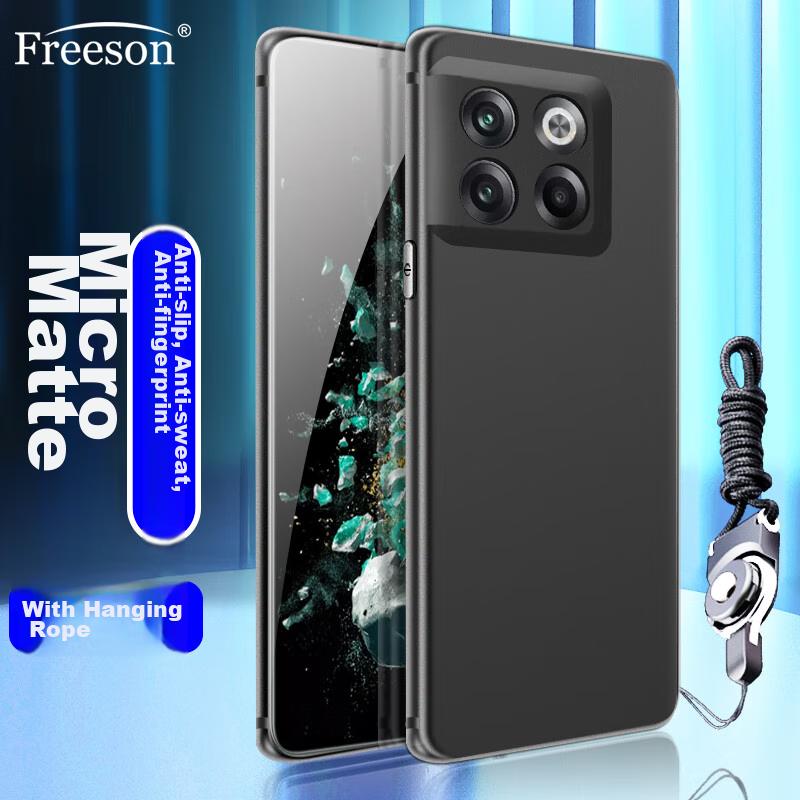 Phone Case for OnePlus Ace Pro, Slim Full Protection Shockproof TPU Soft Case with Matte Finish (Includes Two-In Ring Holder And Lanyard), Black
