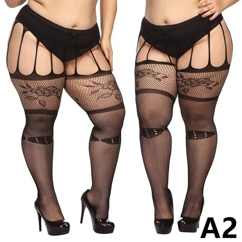 Elastic Plus Size Girls Over The Knee Thigh High Sexy Black Lace Top Silicone Anti Slip Stockings Socks For Women Xl 3Xl 4Xl 5Xl
