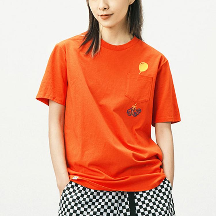 Vans Fun Pattern Turtle Embroidery Sport Short Sleeve T-Shirt Women Tops Orange VN0A5F2E9D2