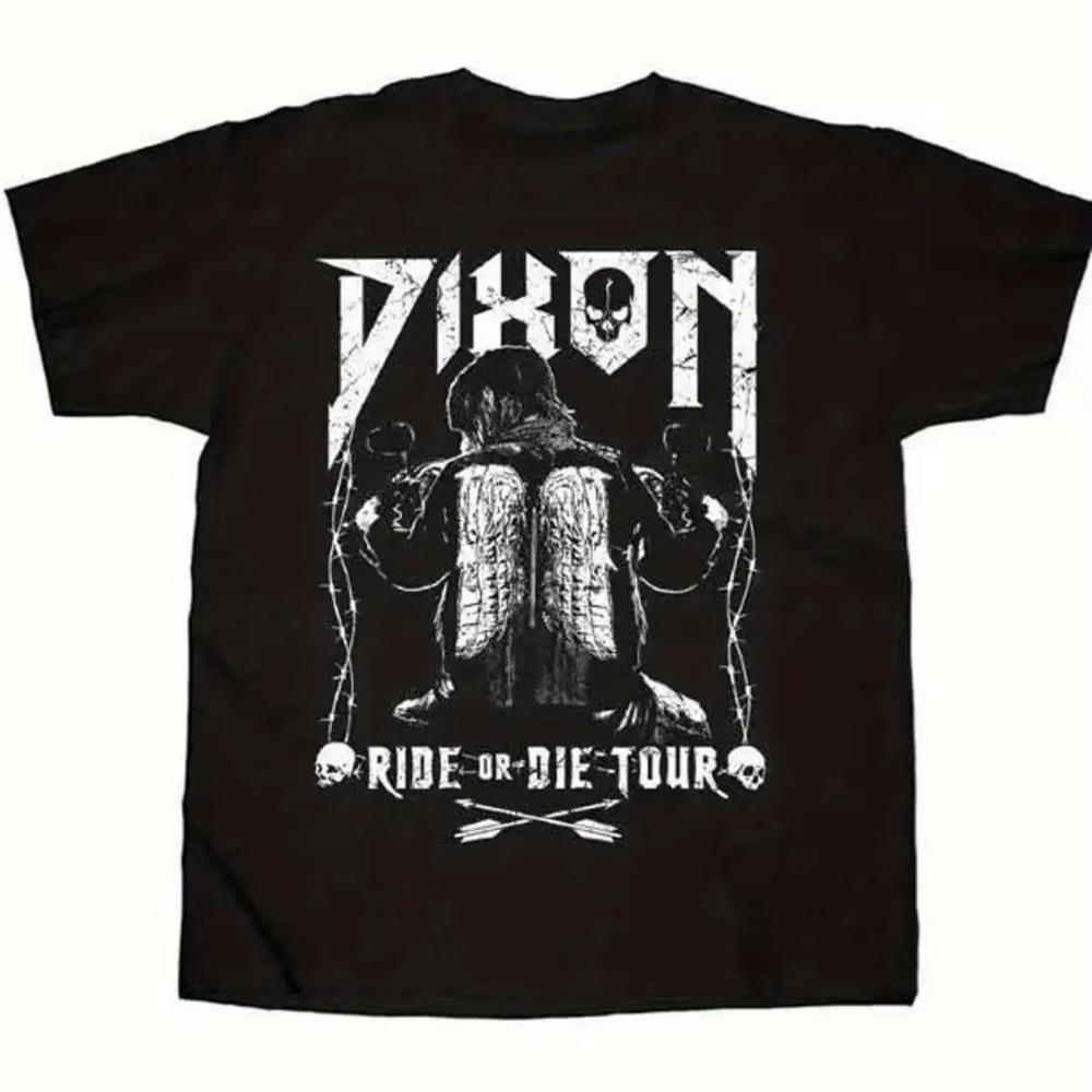 

Stylish and Comfortable Men Print Crewneck Tshirt Featuring Daryl Dixon on A Motorbike with Wings for 2026 in The Walking Dead L