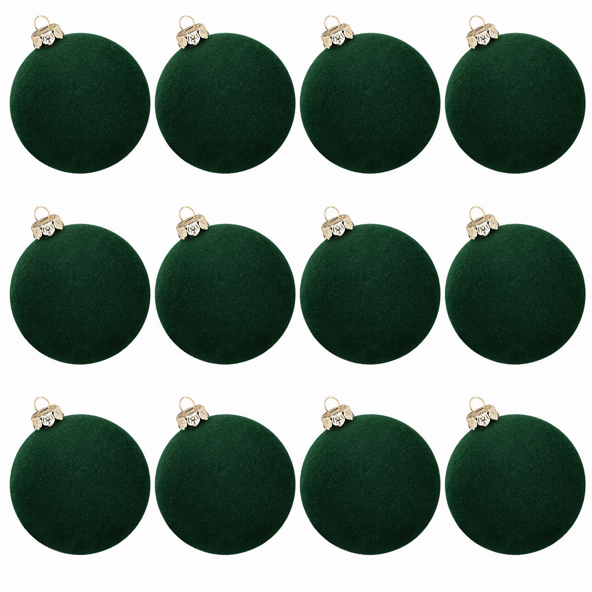 Velvet Flocked Christmas Tree Ornament Ball чистый темно-зеленый
