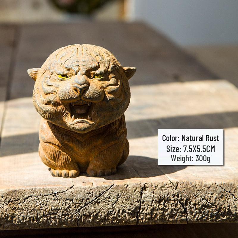 

Chinese Tiger Call Mom Figurine: Hand-Carved Antique-Style Tea Pet Sculpture for Home and Desktop Decor.
