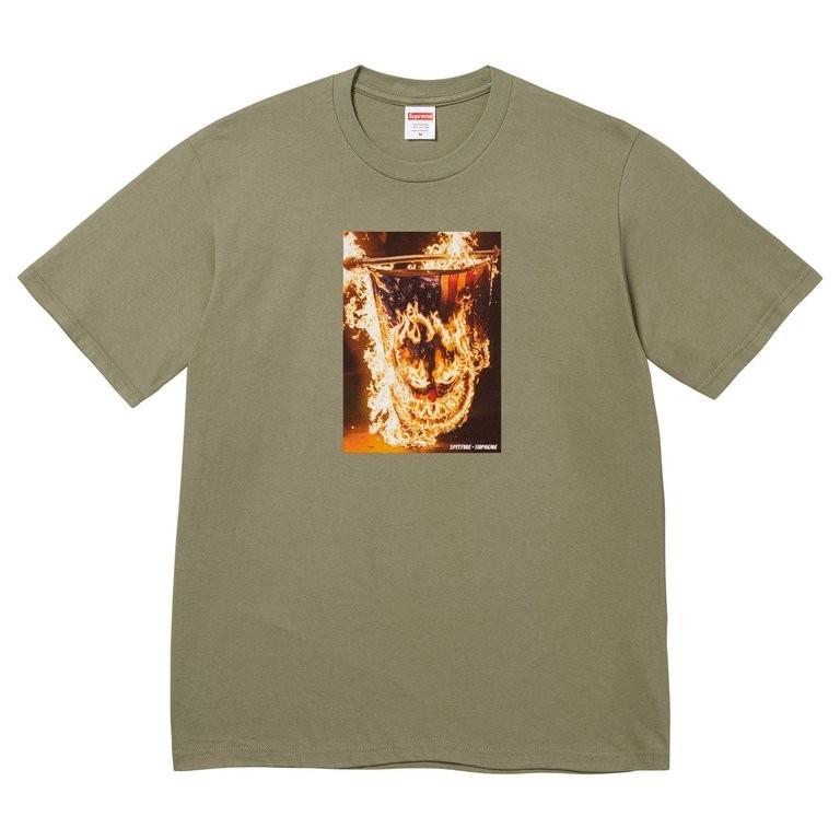 Supreme x Spitfire Flag Tee Light Olive S
