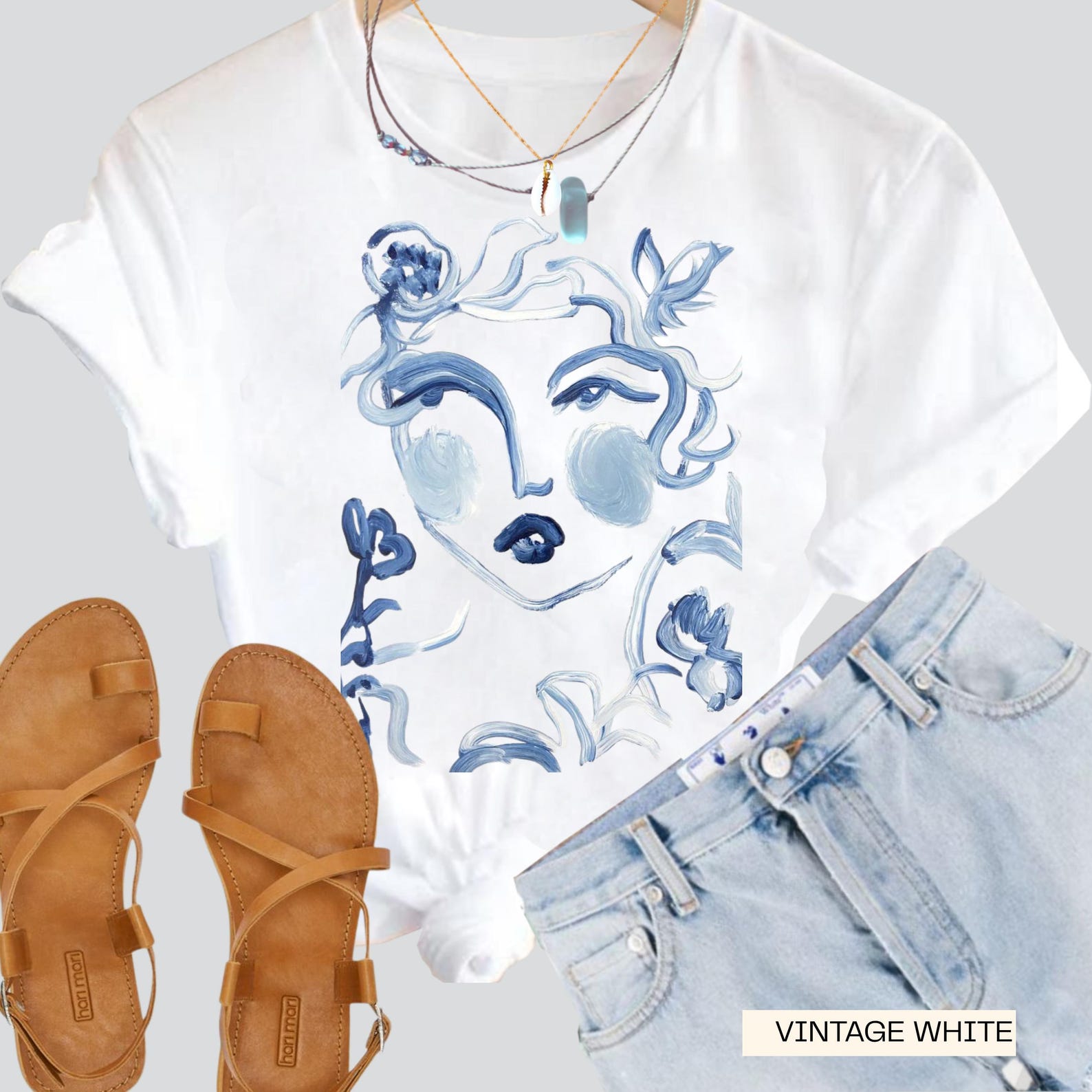 Female Face in Blue -abstract Tee: Women s empowerment Shirt, Feminist Art, Gift for her M