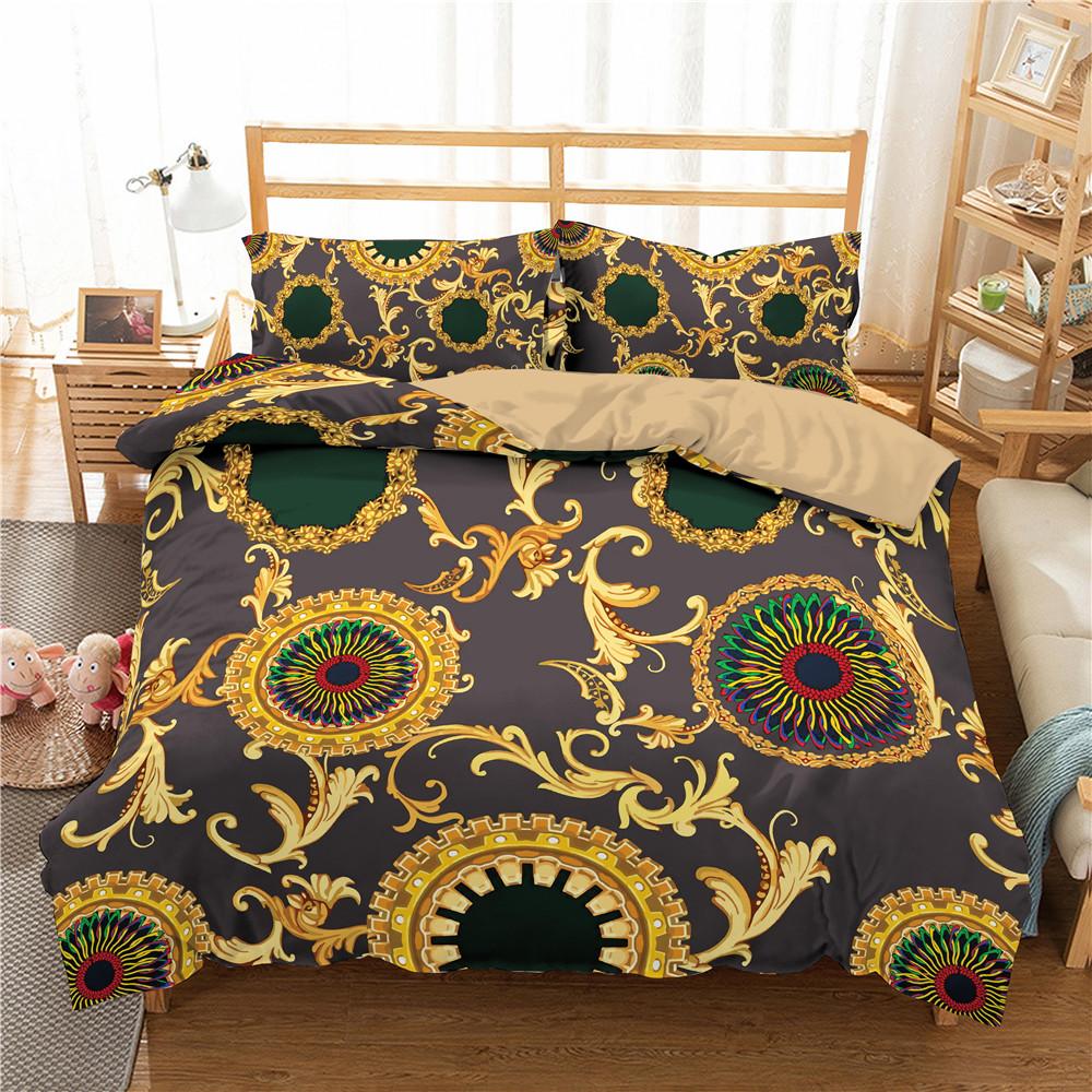 Dark Gold Theme Duvet Cover Set 3D Print Polyester Comforter Cover King Queen Twin Full Size for Men Women Kid Girls Bedding Set