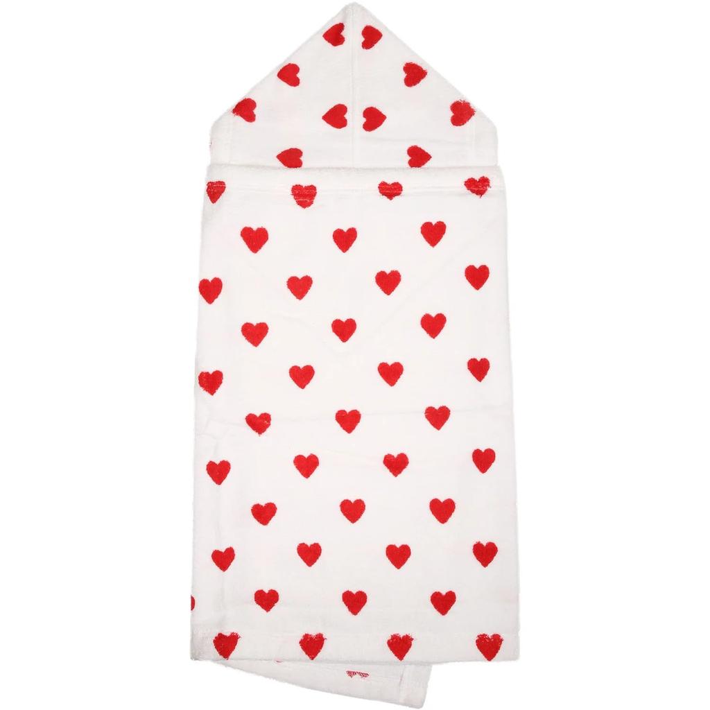Heart Print Pile Cape A08SI One Size [Petit Bateau] Off-White/Red
