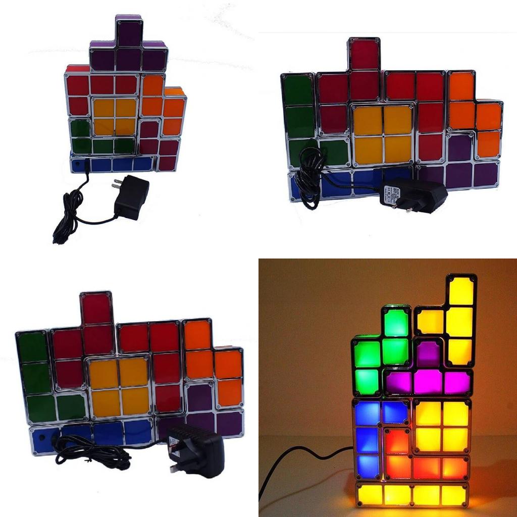 Tetris Led Night Light With 7 Colors Creative Stacking Block For Bedroom Decor