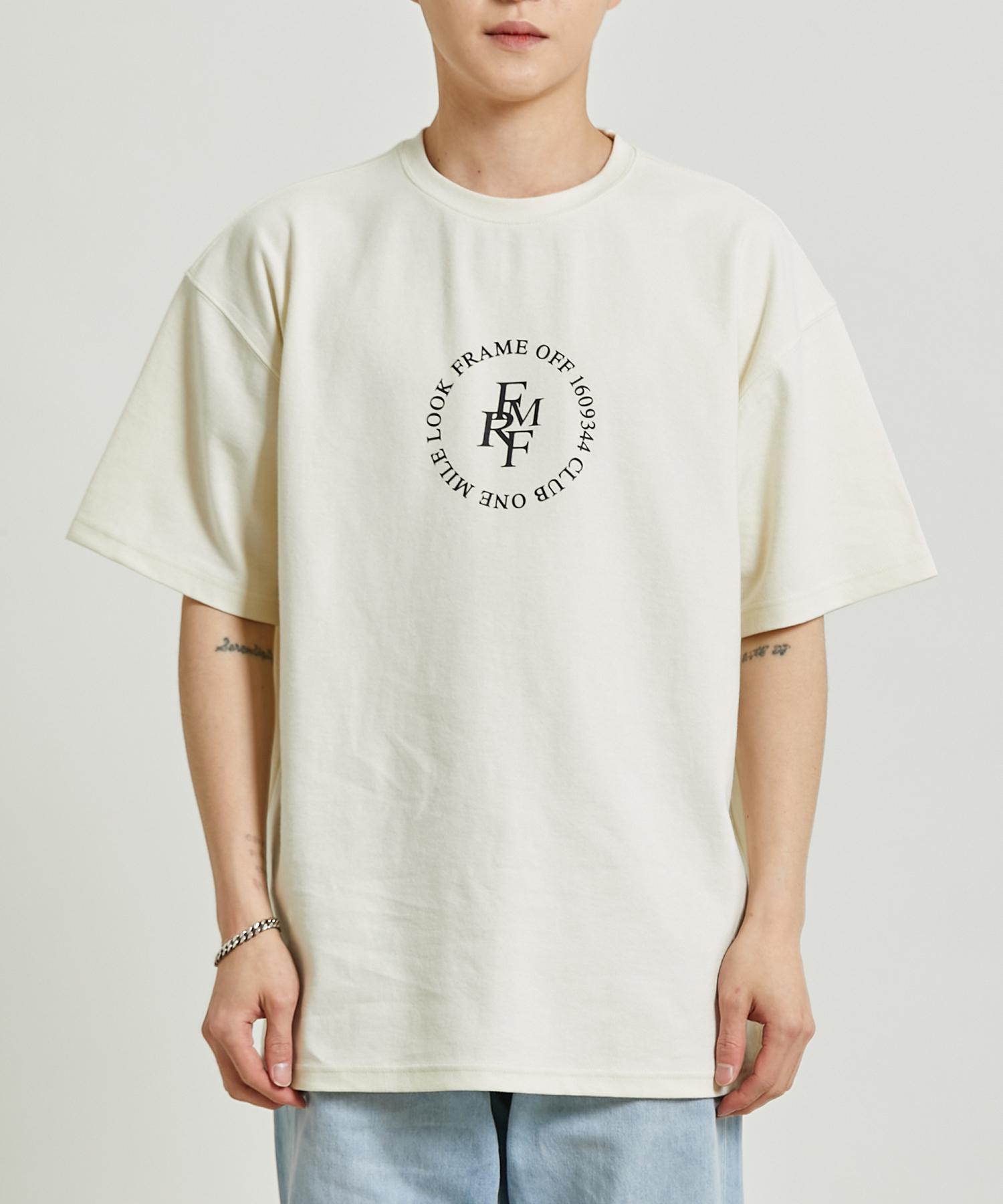 Frame Off Classic Circle Logo Short Sleeve T-Shirt - Cream Cream_S