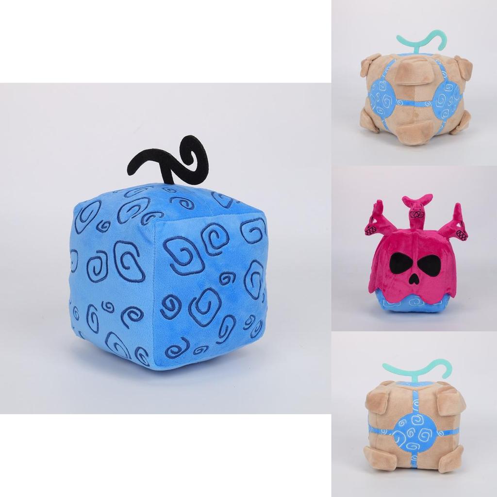 Blox Fruits Plüschtier in lila Leopardenmuster-Box Weiches und flauschiges Stofftier für Kinder 15 cm Höhe