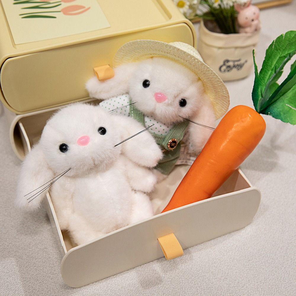 Clothes and Hats Gardener Little Rabbit Doll Handmade Rabbit Plush Doll Backpack Decor