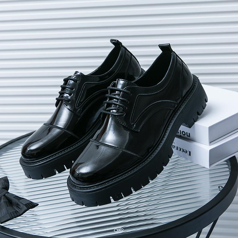 Pánské kožené brogue s tlustou podrážkou na šněrování, společenské boty, luxusní značka, ručně vyráběné, módní, britský styl, podzimní, svatební, společenské boty