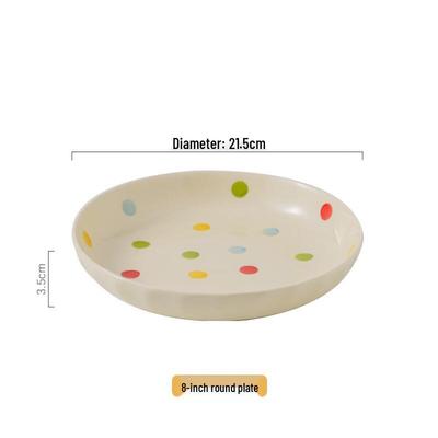 Set di Piatto Piano in Ceramica a Pois LISM