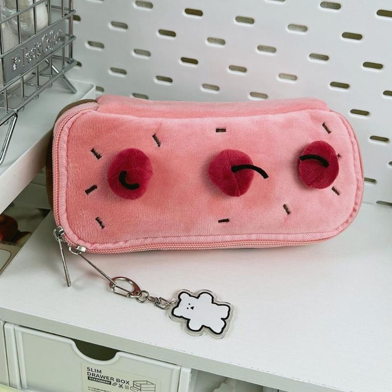 Cartoon Fruit Cake Pencil Bag Large Capacity Pencil Case Zippered Pencil Pouches Travel Cosmetic Bag For Student Artist