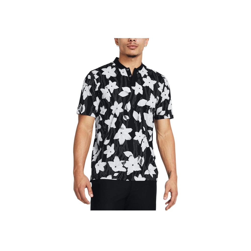 Under Armour Curry Bomber Slim Fit All Over Print Pullover Polo Shirt Men Polo Shirts Black 1383141-001