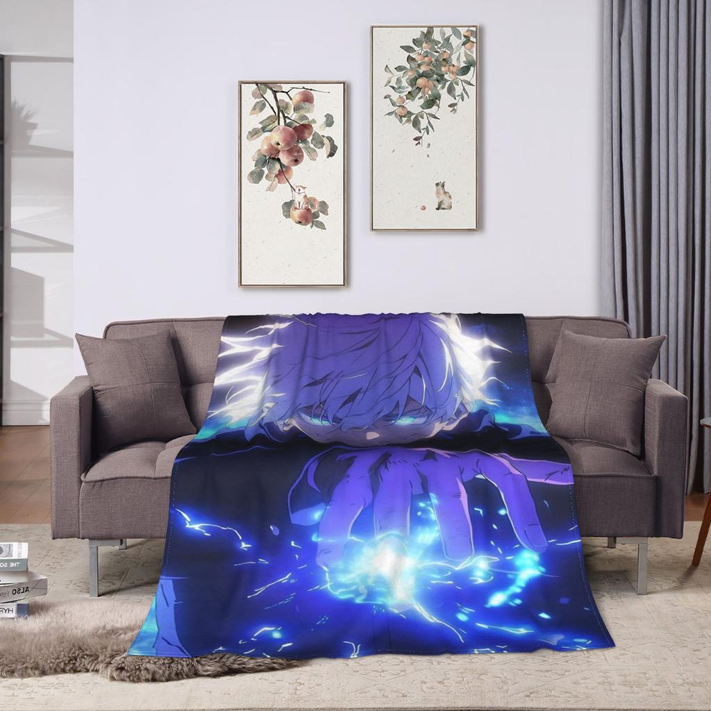 Gojo Satoru Flannel Blankets Winter  Warm Soft Throw Blanket for Kids Adult Couch Bed Funny Bedspread Sofa Bed Cover