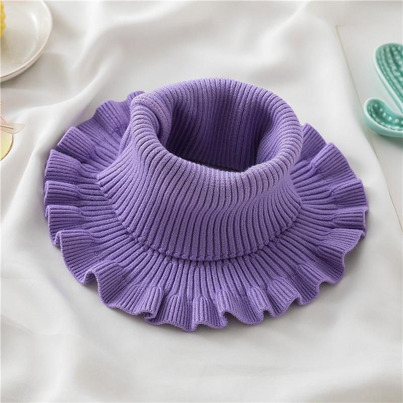 

Женский толстый вязаный шарф-пуловер: Теплый, универсальный чехол для шеи на осень и зиму с декоративным воротником фиолетовый