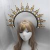 Gothic Lolita KC Halo Crown Headband Gold Leaves Flowers Headpiece Women Sun Goddess Queen Anna Baroque Angel Tiara Accessories