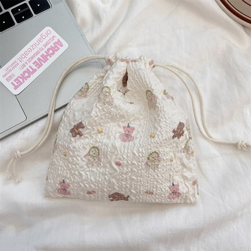 1 stk Koreansk Søt Liten Myntpung Nøkkel Øretelefon Snøring Oppbevaringspose Jenter Smykker Leppestift Kosmetikk Taupose Snøreposer