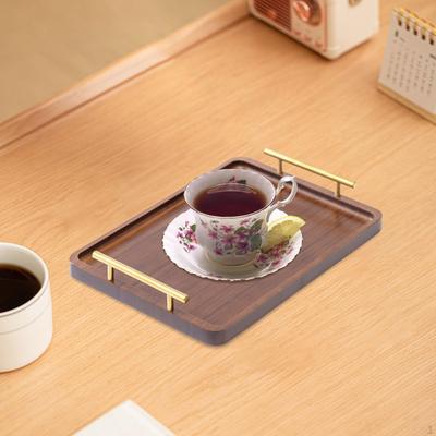 Plateau de service en bois, Table basse avec poignées, assiette rectangulaire décorative pour la maison