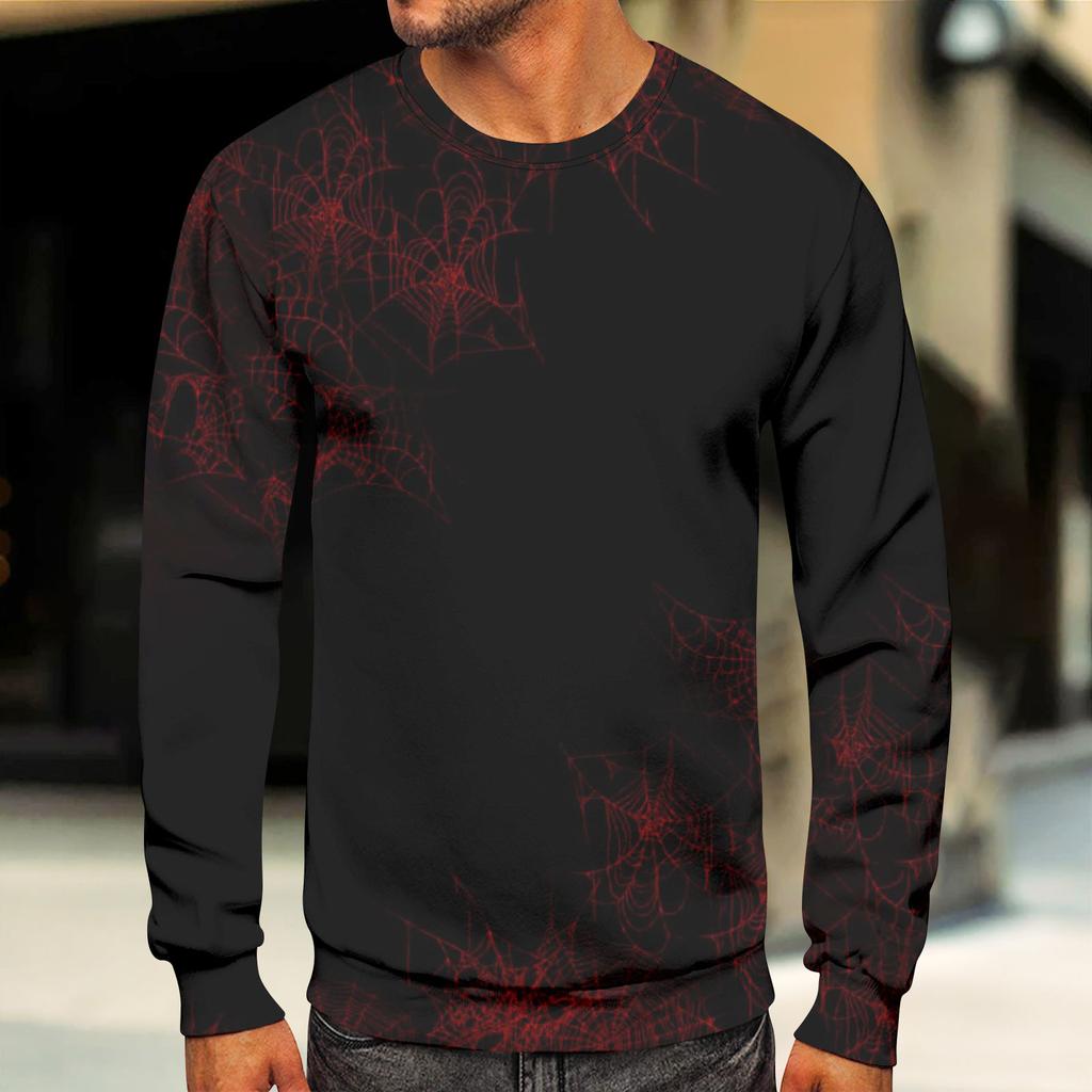 Men's Round Neck Tops Men's Casual Fashion Long Sleeve O Neck Pullover