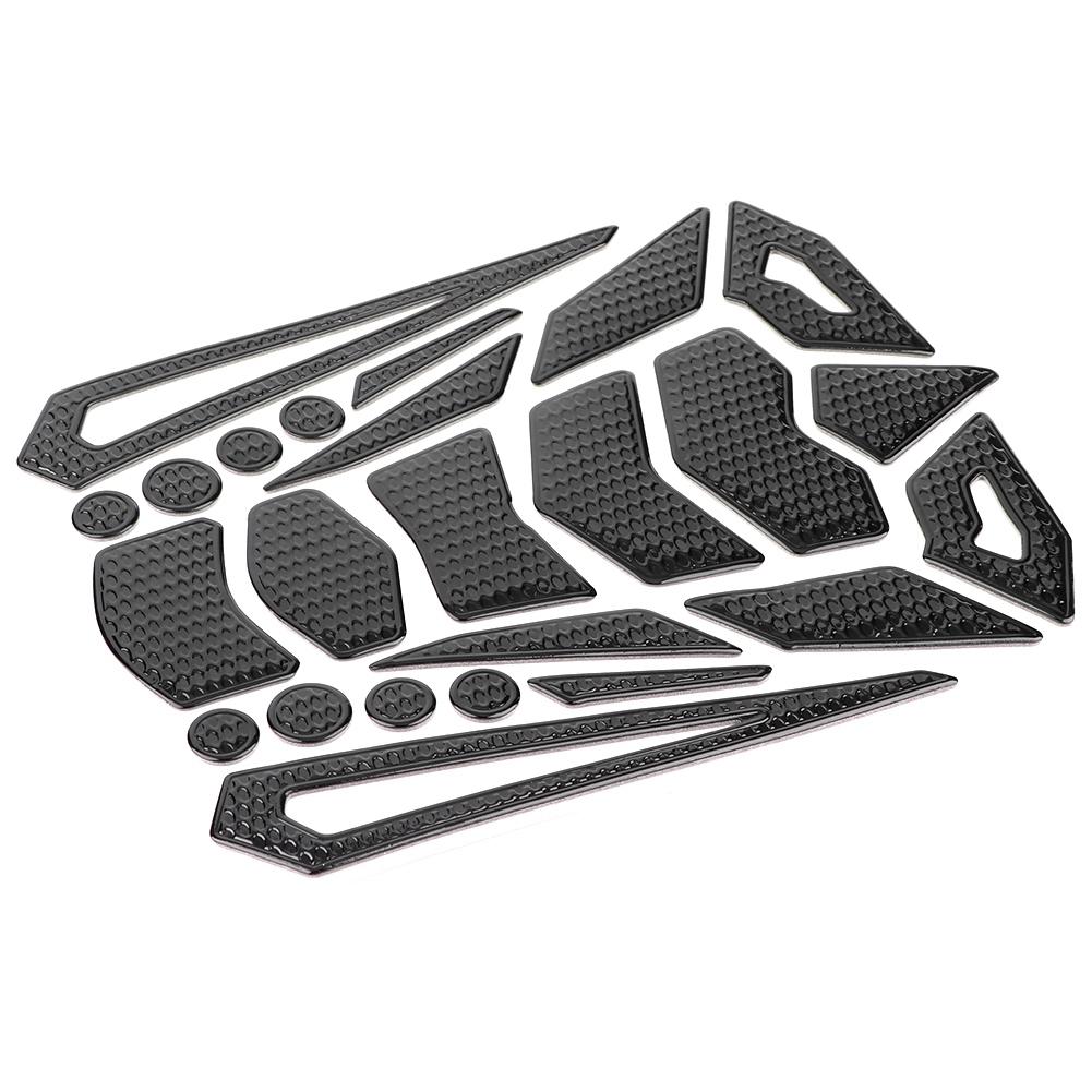 Black Motorcycle Oil Fuel Gas Tank Protective Pad Fishbone Decal Sticker Rubber