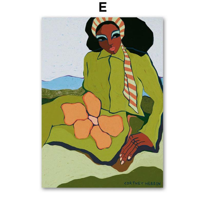 

Abstract Girl Flower Leaves Lemon Life Illustration Wall Art Canvas Painting Posters And Prints Pictures For Living Room Decor 21cm×30cm NoFrame