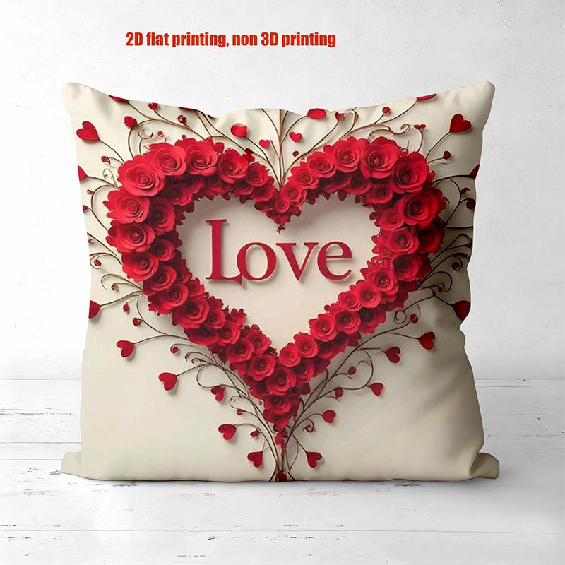 

Heart Pattern Cushions 2D Printed Love Decorative Pillow Polyester pillowcase, sofa decorative cushion cov Headboard Pillow 45x45cm