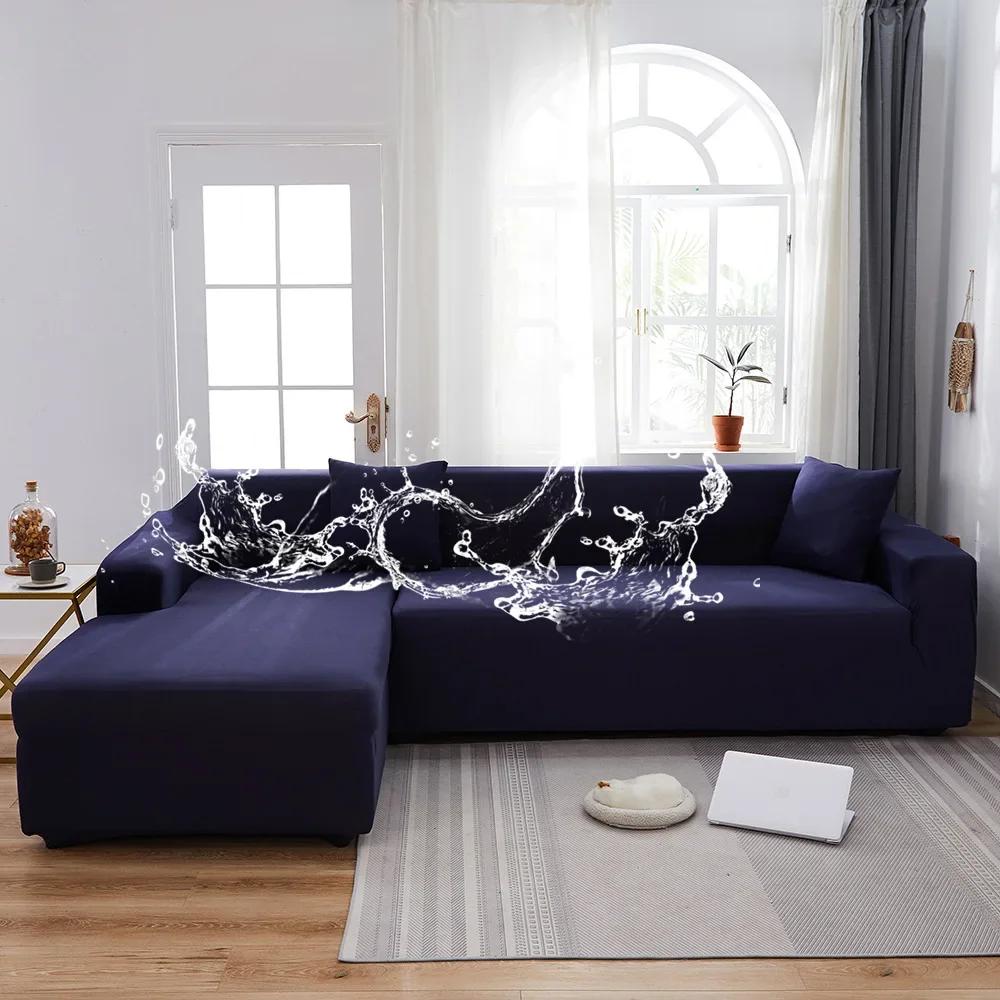 Waterproof Sofa Covers 1/2/3/4 Seats Elastic Solid Couch Cover L Shaped Sofa  Cover Protector Bench Covers
