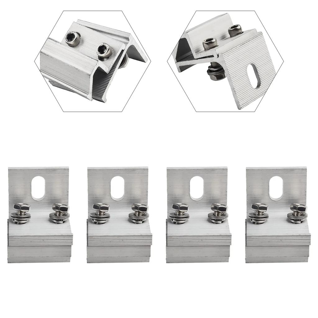 4pcs Solar Panel Clamp Roof Mounting Bracket Photovoltaic Panel Fixing Clips For House RV Boat Solar Racking Accessories