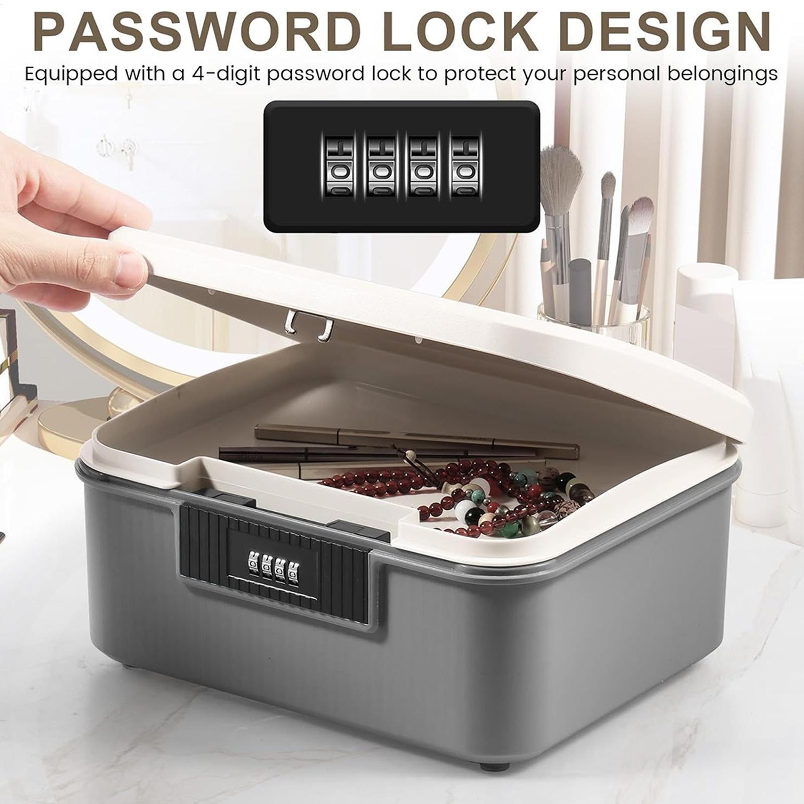 

Ящик для хранения с кодовым замком, сейф-органайзер, портативный, с парольной блокировкой, большой вместимости, инструмент для папок с документами серый