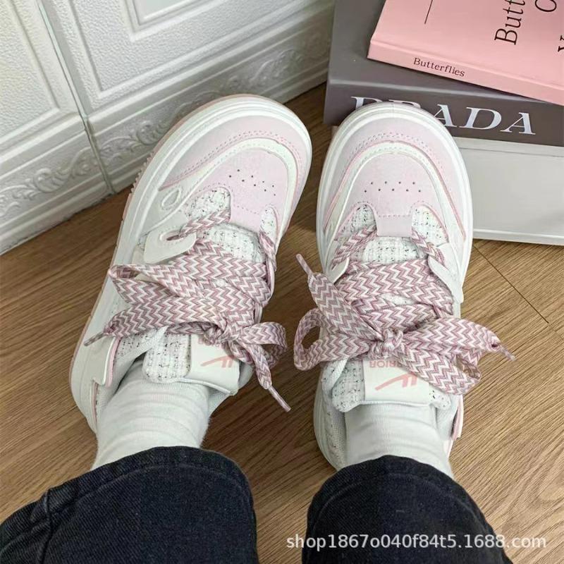 Thick-soled little white shoes show small round head in spring and summer, soft-soled big-head shoes, thin breathable and versatile casual shoes