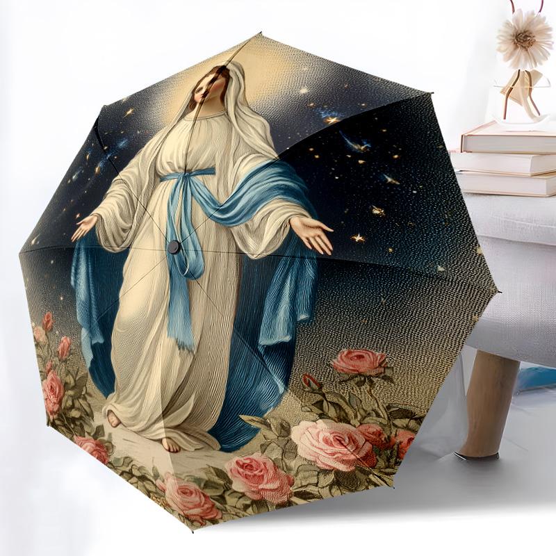 0106 Flower Maiden  pattern, automatic folding umbrella, portable and foldable design, 8 ribs, a Christmas or birthday gift.