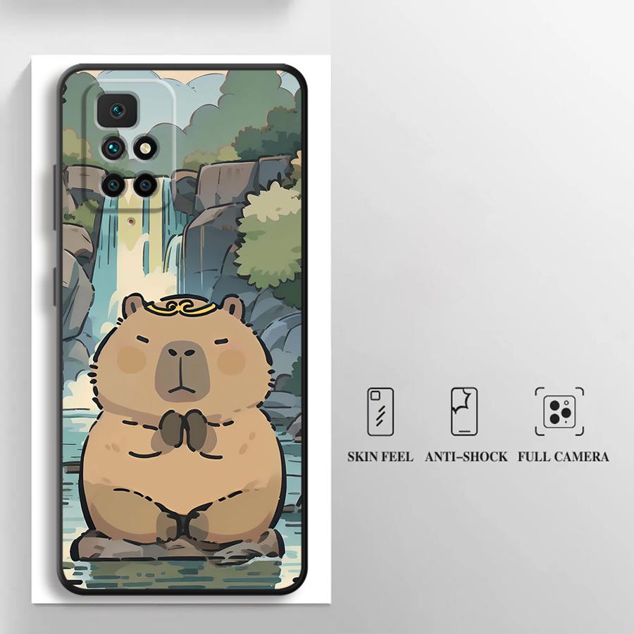

Cute Capibala Phone Case for Redmi 9A 9i 9C 10 10A 12C 13C K40 Pro A1 A2 Plus A3x A4 Black Soft Shell Cover case Redmi 9